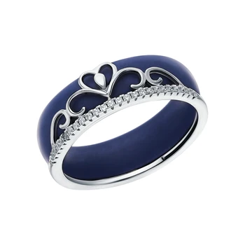 

Silver ring with ceramics and cubic zirconia sunlight sample 925