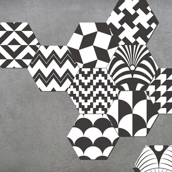 

Waterproof Floor Sticker Bathroom Non-Slip Decorative Hexagonal Black and White Sticker Decal on Wall Home Furniture Renew Stick