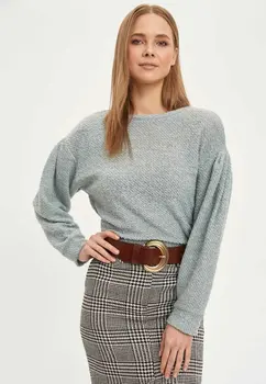 

DeFacto Woman Long Sleeve T-Shirt Women Spring Casual Knitted Tshirts Women Basic Color Knitting Tshirt Tops-M8191AZ20SP