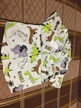 Imcute-ropa de verano para niños, vestido de mangas cortas para niños, camisa con estampado de dinosaurio de dibujos animados, cuello de solapa, Tops de bebé