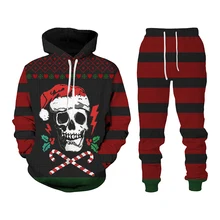 Christmas Fun 3d Printed Sweatshirt Set Fashion Men's and Women's Hooded Pullovers/Zipper Sweater Autumn and Winter Jacket Suit