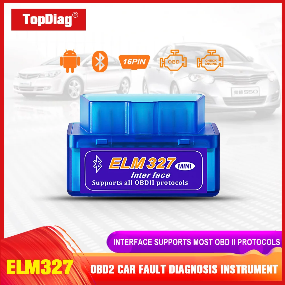 Сканер ошибок Topdiag Elm327 V2.1 Bluetooth OBD2 диагностический инструмент для автомобиля