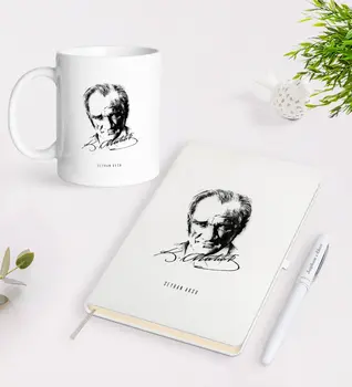 

Personalized Ataturk Themed White Notebook Pen Mug Seti-18