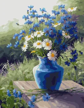 

Painting by numbers GX 32915 blue vase cornflowers and chamomile 40*50