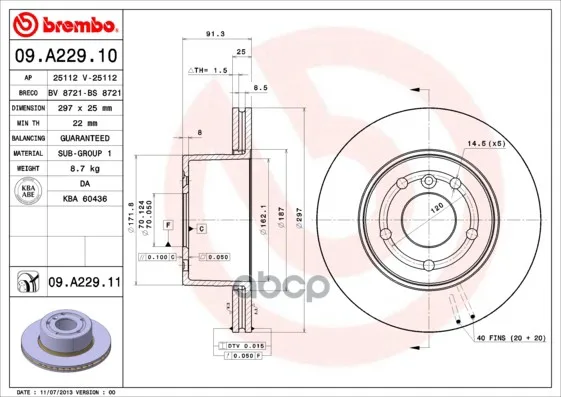 Диск Тормозной Передн Land Rover Discovery Ii(Lj, Lt)(11/98-06/04) F Brembo арт. 09.A229.11