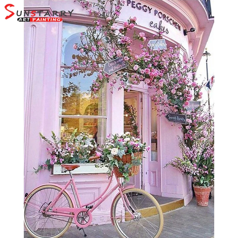 

Sunstarry Full Round 5D DIY Diamond Painting Flowers And Bicycles Embroidery Cross Stitch Rhinestone Mosaic Painting Decor Gift