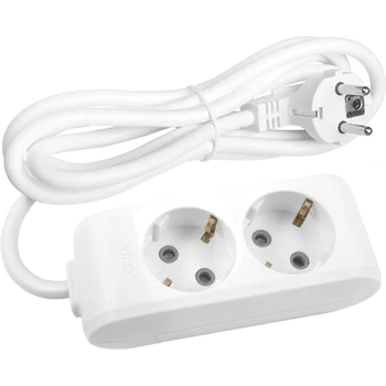 

PnpnElectrıc Viko White 2-Way Grounded Terminals With Child Protection Group Socket 5mt 1P + N + GND plastic Portable Use