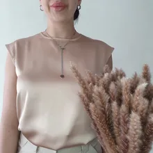 Blusa elegante de seda satinada para oficina, camisa básica de talla grande para mujer, color caqui, 2021