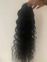 Aliballad-coleta ondulada de agua con cordón, cabello humano brasileño con Clip Afro, 4 peines, Ondulado Natural Remy