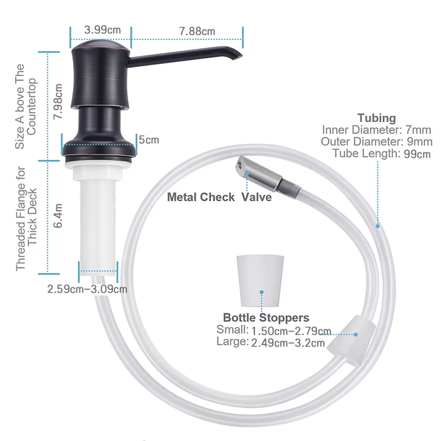 เครื่องจ่ายสบู่เหลว Samodra พร้อมหลอดต่ออุปกรณ์ครัวในตัว Chrome เครื่องจ่ายผงซักฟอกสบู่มือสําหรับห้องครัว 6 เครื่องจ่ายสบู่เหลว Samodra พร้อมหลอดต่ออุปกรณ์ครัวในตัว Chrome เครื่องจ่ายผงซักฟอกสบู่มือสําหรับห้องครัว 6