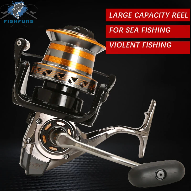

Large Spinning Wheel Metal Reel , Left- / Right-handed, 2020 NEW Sea Fishing , with a Capacity of 200m Fake Bait 4.7:1 N12000