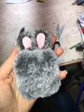 Ear-Fur-Case Capa Carabiner Plush-Cover Apple Airpods Rabbit Soft Wireless for 1-2/Wireless/Charging-fluffy-box