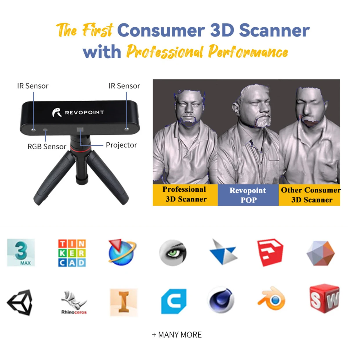 Revopointポップ3Dスキャナセットとターンテーブル0.3ミリメートル精度8 fpsスキャン高速デスクトップハンドヘルド自動スキャンモード3D 印刷|3Dスキャナ| - AliExpress