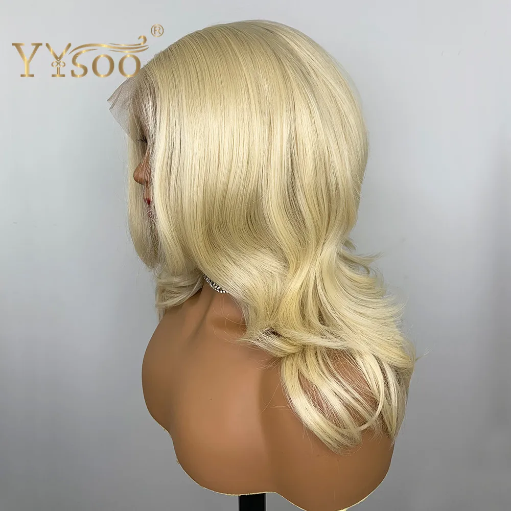 YYsoo 13x6 короткие светлые футуристические синтетические кружевные передние парики