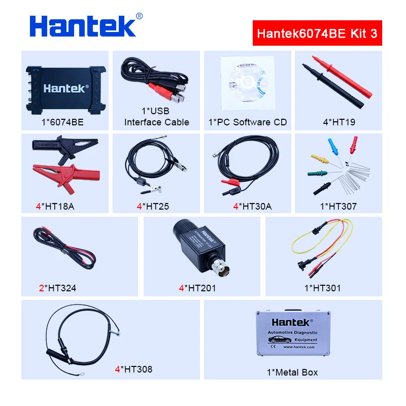 Hantek 6074BE (серия Kit III) 4CH 70 МГц автомобильное диагностическое оборудование 80 типов