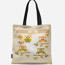 Многоразовая хозяйственная сумка эко женская сумка складная сумка для пляжа повседневное использование сумка на плечо Повседневная парусиновая с принтом совы