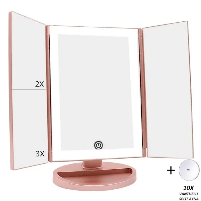 

LANDOFMYTH- 37 LED Lighted Makeup Mirror 1X-2X-3X + 10X ZOOM-R.GOLD 434772528
