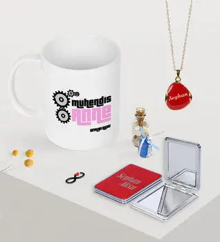 

Personalized Engineer Mother Mug Mirror and Enamel Necklace Set