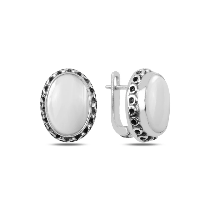 

Silver 925 Sterling Pearl Cubic Zirconia Oxidized Hand Handwork Earrings
