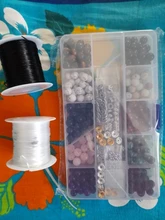 Conjunto de caja de perla de gema, 240 piedras sueltas redondas, Lava de amatista Natural, pulsera de colores mezclados, Kit de herramienta de fabricación de joyas