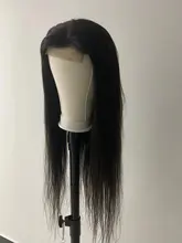 Shuangya-pelucas frontales de encaje liso para mujer, pelo peruano transparente con cierre de encaje Frontal, Remy