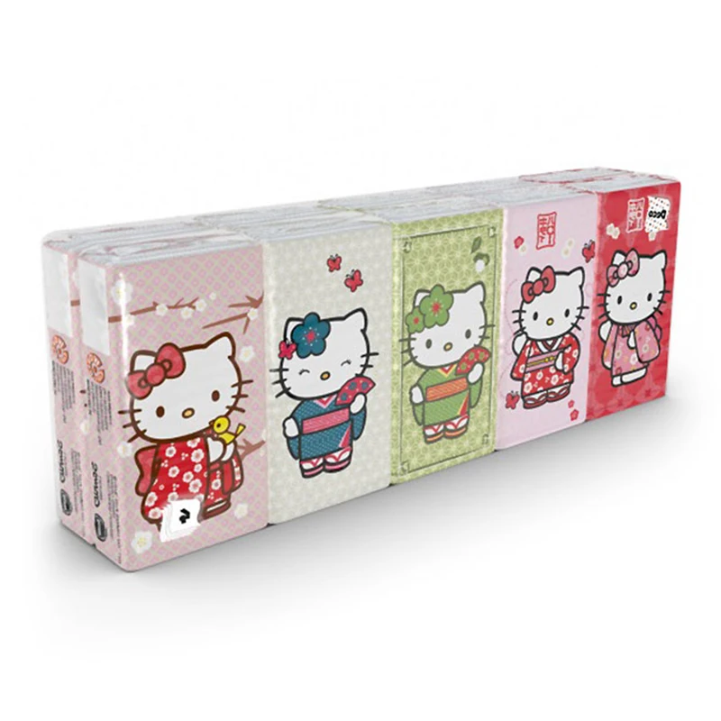 Kghlk-hs-01 paper scarves &quotHello Kitty" 4-layer 10 packs 9 sheets 21x21 cm 238 grams | Красота и здоровье