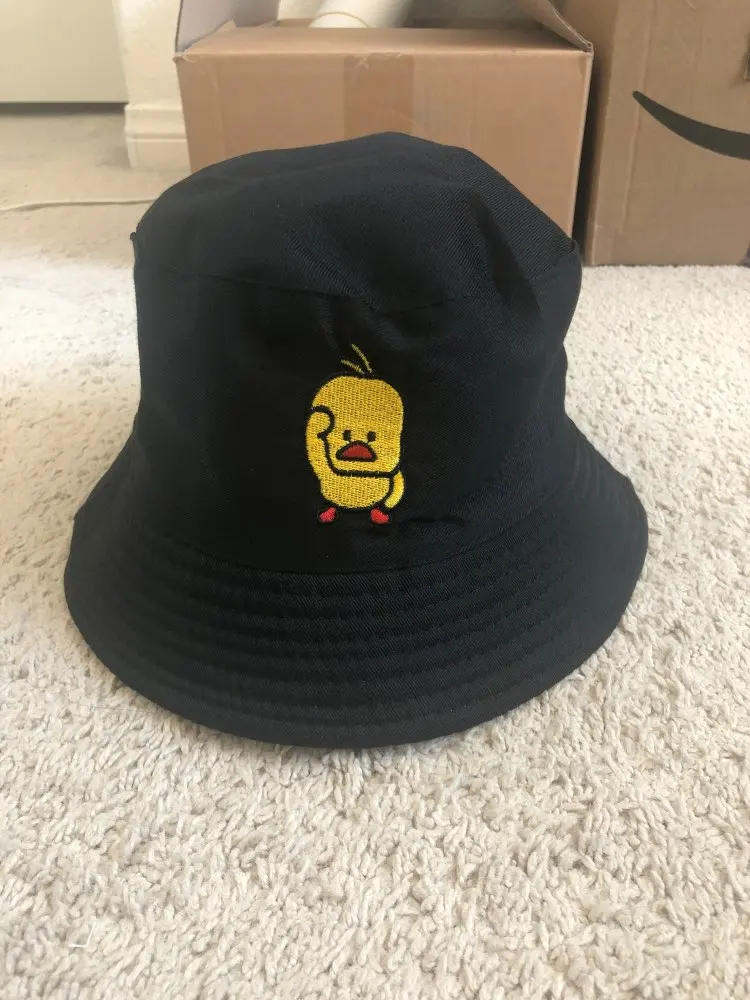 Bucket Hat reversible with cartoon embroidery photo review