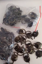 Cajón de sol antiguo para escritorio, tirador de puerta perilla para muebles, Hardware, mango de Pin de anillo, tono bronce, 40 Uds.