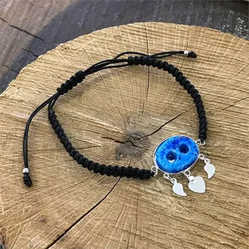 

Fashion Silver Evil Eye Bead Bracelet Nazar Amulet Charm Black Rope Rock Bangles Turkish Hercai Jewelry Accessories Friend