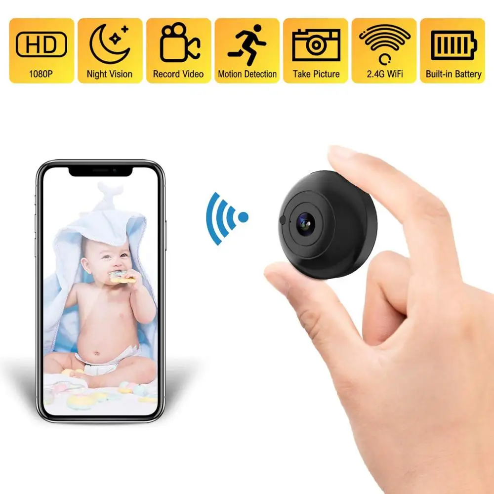 1080P Беспроводной экшн-камера с Wi-Fi подключением Камера домашней безопасности