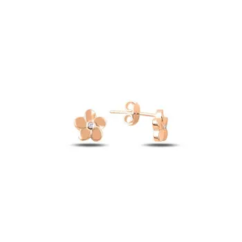 

Angemiel 925 Silver Zircon Stone Flower Earrings-Rose Gold Plated