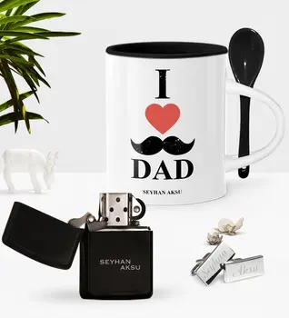 

Personalized Love Papa With Spoon Cup Cigarette Lighter Cufflink Set
