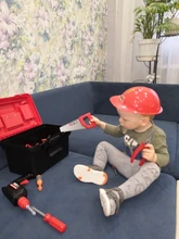 Caja de Herramientas para niños, Kit de herramientas de reparación de simulación de ingeniería, taladro eléctrico, destornillador, caja de juguete