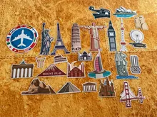 25 unids/set pegatinas de equipaje de los países Citires maleta pegatinas juguetes de PVC a prueba de agua etiqueta de tabla de Skate de nevera decorar