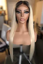 Facebeauty-pelo humano brasileño de 2 tonos, raíz oscura, Rubio degradado, 3, 4 mechones con cierre de encaje, 1B, 613, pelo Remy ondulado