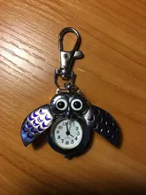 Búho reloj de bolsillo bonito llavero de dibujos animados reloj de bolsillo moda hermosa búho reloj Clip de llavero de bolsillo explosión en gros часы 03 *