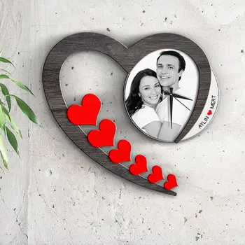 

Personalized Picture Heart Design Wooden Wall Clock-1