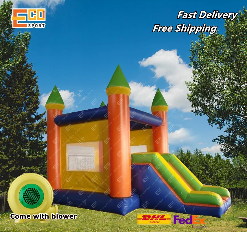 

Standard size and model 4.5 x 5m inflatable bouncy castle with slide combo inflatable jumping trampoline house for kids
