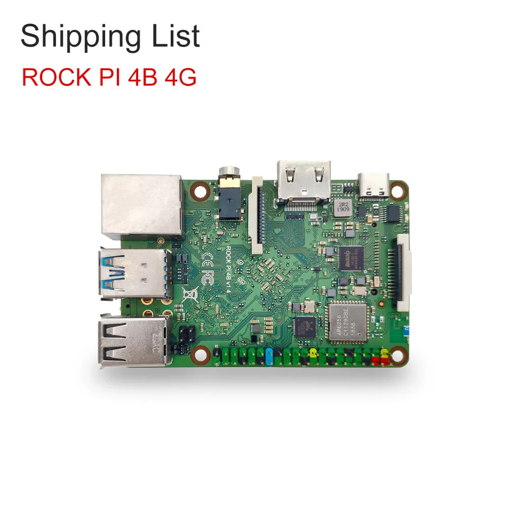 4GB ROCK PI 4B V1.4 Rockchip RK3399 ARM Cortex шесть ядер SBC/одноплатный компьютер совместим с официальным Raspberry Pi дисплеем - Комплект: 4GB