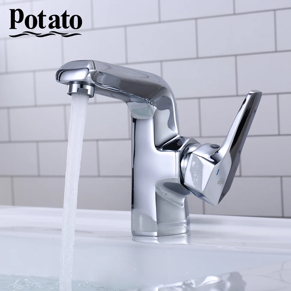 

Potato Bath Bathroom Faucet Basin Faucet Chrome Faucet Brush Nickel Sink Mixer Tap Vanity Hot Cold Water Bathroom Torneira p1040