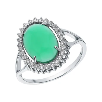 

Silver ring with Jade and cubic zirconia sunlight sample 925