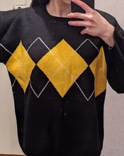 Jerséis de estilo coreano con estampado geométrico para otoño e invierno, jerséis de punto holgados de gran tamaño con cuello redondo, jersey de Mujer