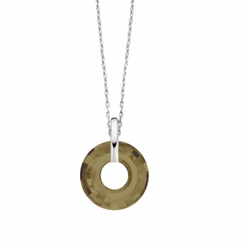 

KUTAYDAN Swarovski®6039 Bronze Shade Disc Silver Necklace
