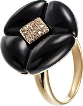 

Jay VI ring with onyx and diamonds in Yellow Gold
