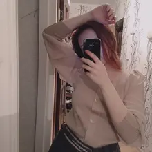 Women Blouse Shirt Mesh Long-Sleeve Patchwork Blusas Casual Fashion Tops And Autumn New