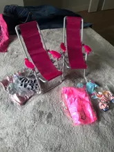 Accesorios para muñecas, 4 artículos = 2 bañadores, Bikini + 1 SILLA DE PLAYA + 1 anillo de natación inflable, ropa para muñecas Barbie, conjunto de juguetes para niños