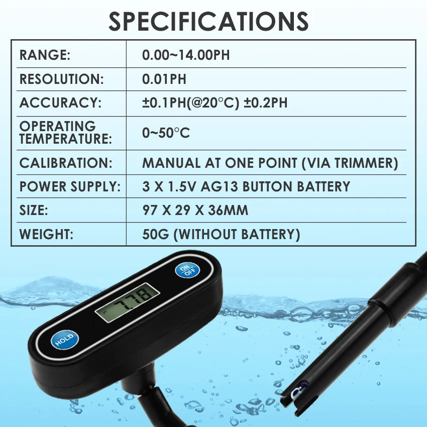 ph meter for food Flexible Pocket Size PH Meter Water Quality Tester 360degree Angle Display 0.00~14.00pH Range Hydroponics Aquariums Pools soil ph meter