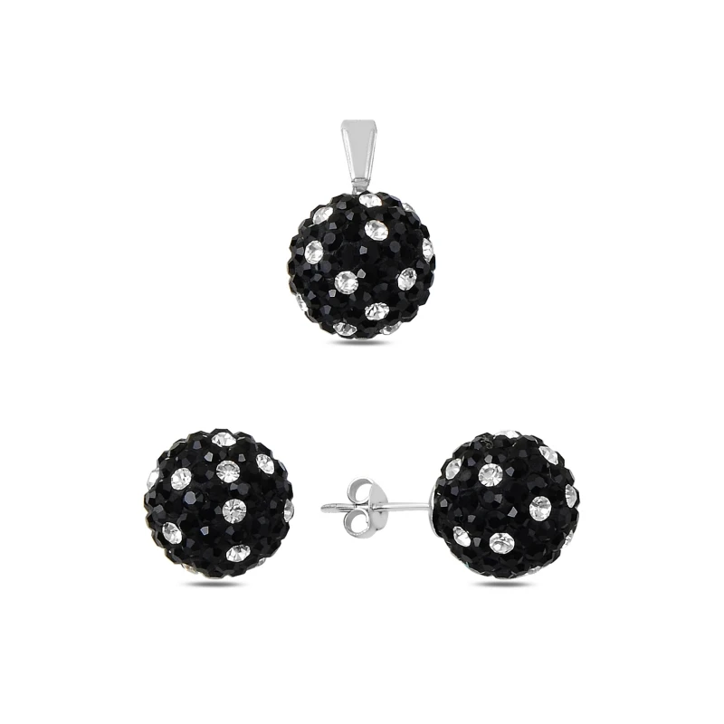 

Silver 925 Sterling Polka Dot Zircon Cubic Zirconia Top Studded Set