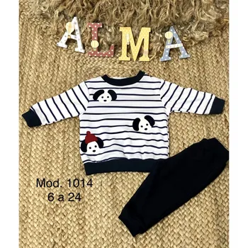 

Conjunto bebe niño, de rayas con perritos, tallas: 6-24M, ropa bebe niño otoño-invierno, ropa bebe colección invierno