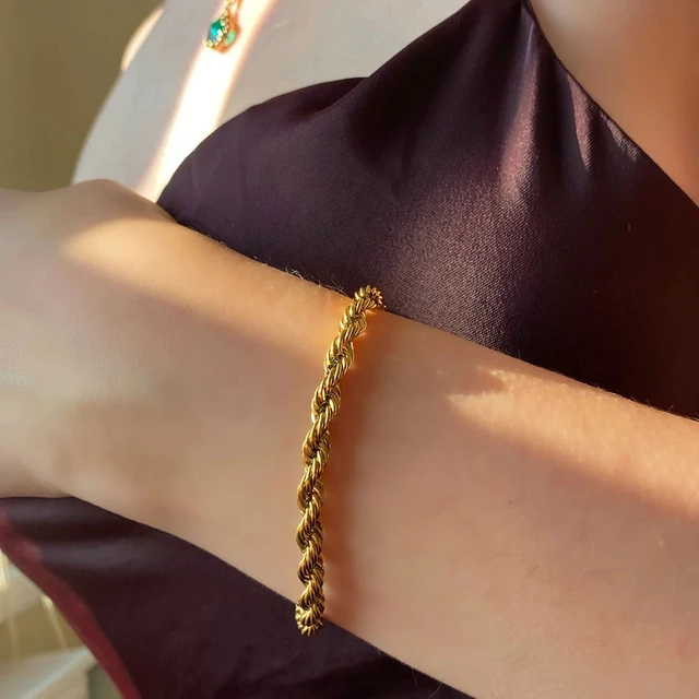 Xerling Chunky Gold Bracelets Boho Snake Bone Bracelets Twisted Herringbone  Charm Bracelets for Teen Girls Punk Hand Jewelry for Women (Gold)